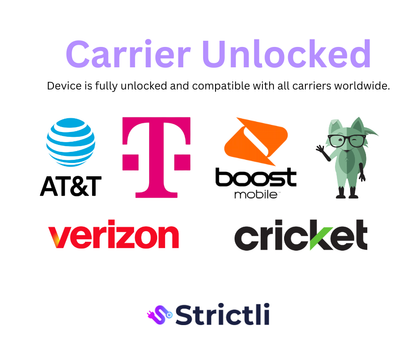 All Cellular Devices come Unlocked and ready to set up with any carrier - Strictli Certified