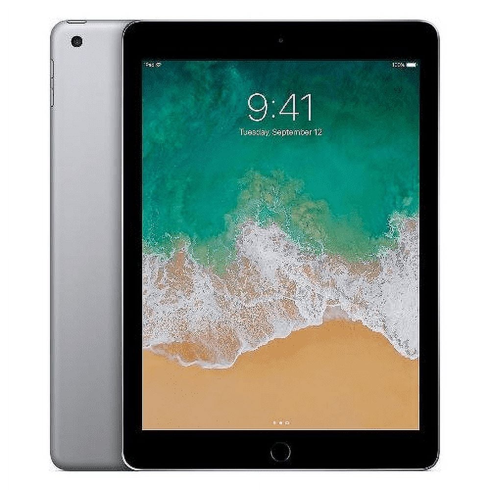 Refurbished Apple iPad 5th Gen 9.7-inch Space Gray front view with Home Button
