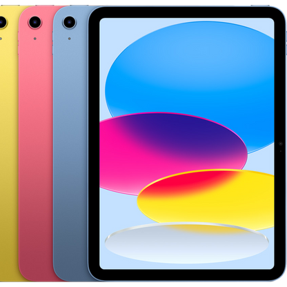 Refurbished Apple iPad 10th Gen 10.9-inch All colors group shot front view with liquid retina display - Strictli Certified
