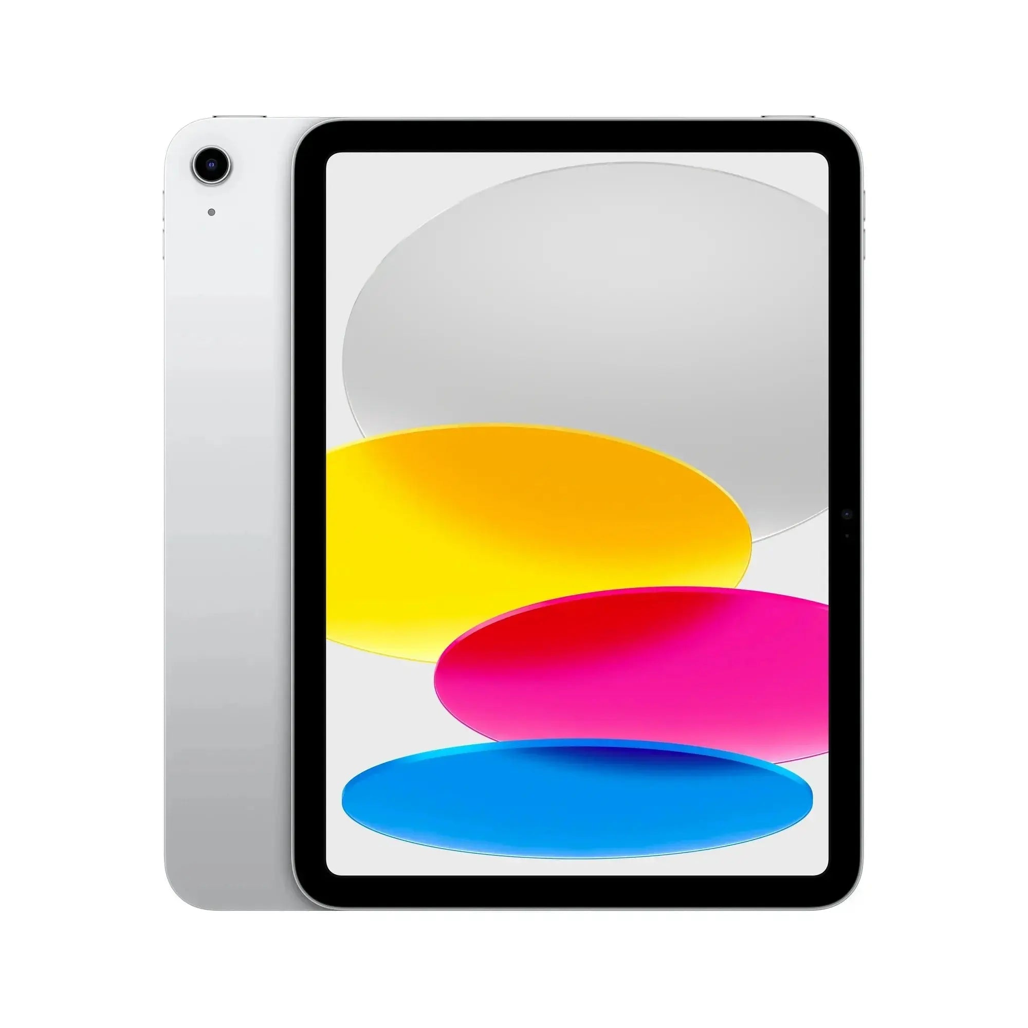 Refurbished Apple iPad 10th Gen 10.9-inch Silver front view with liquid retina display