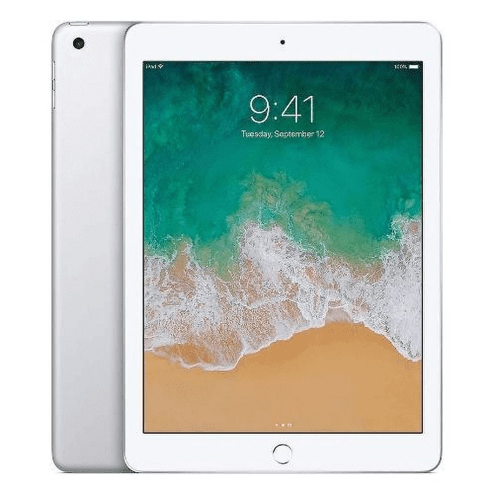 Refurbished Apple iPad 5th Gen 9.7-inch Silver front view with Home Button
