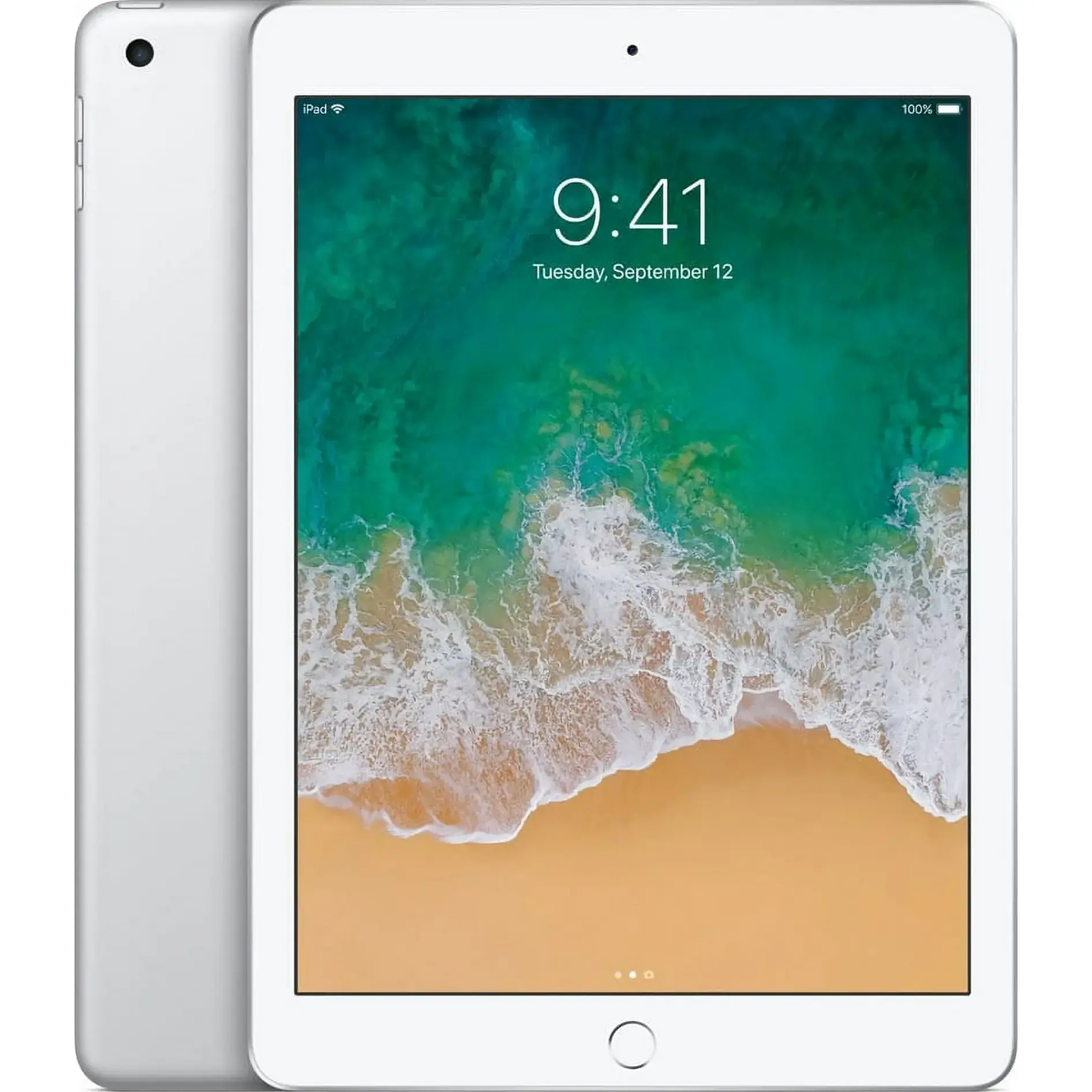 Refurbished Apple iPad 7th Gen 10.2-inch Silver front view with Smart Keyboard support