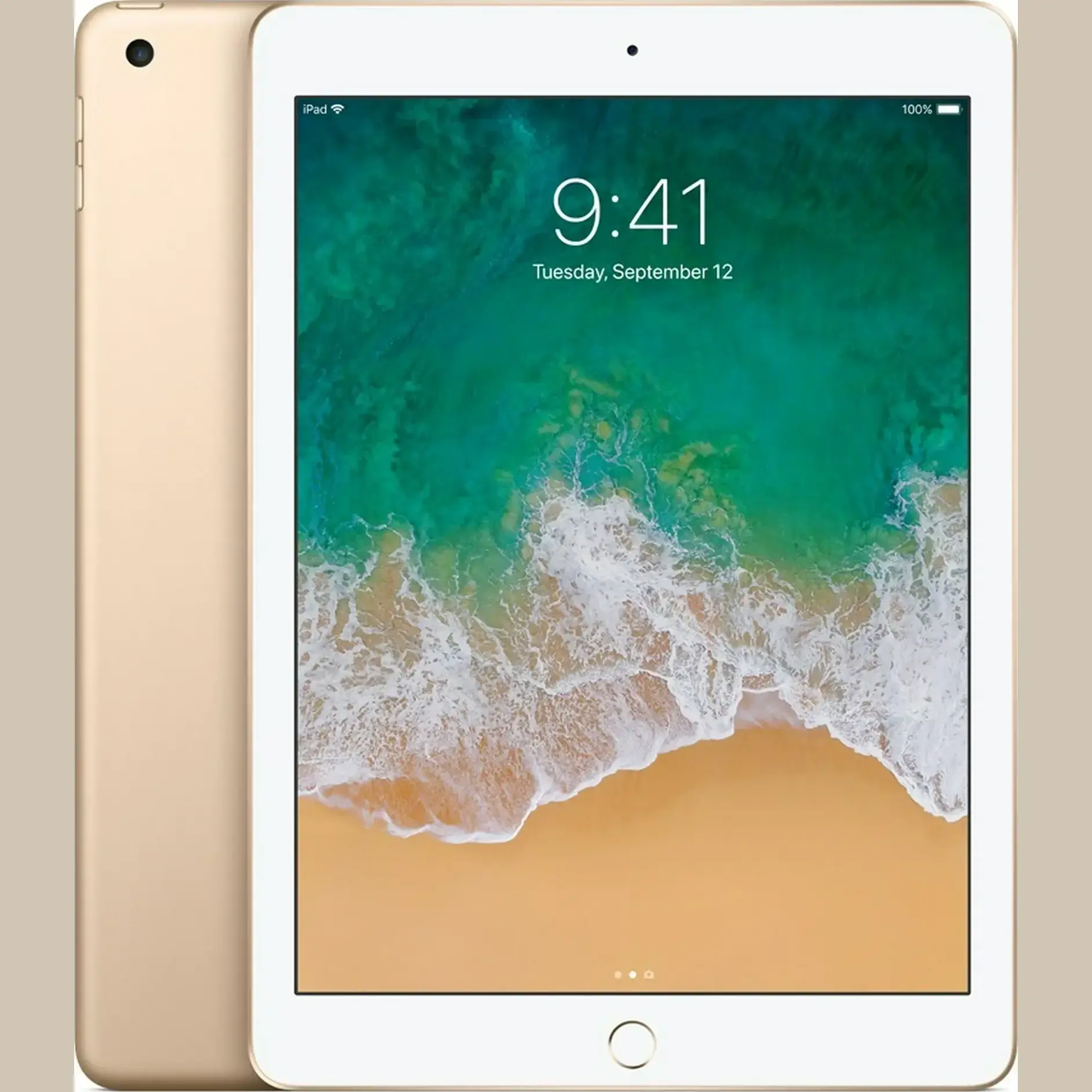 Refurbished Apple iPad 7th Gen 10.2-inch Gold front view with Smart Keyboard support