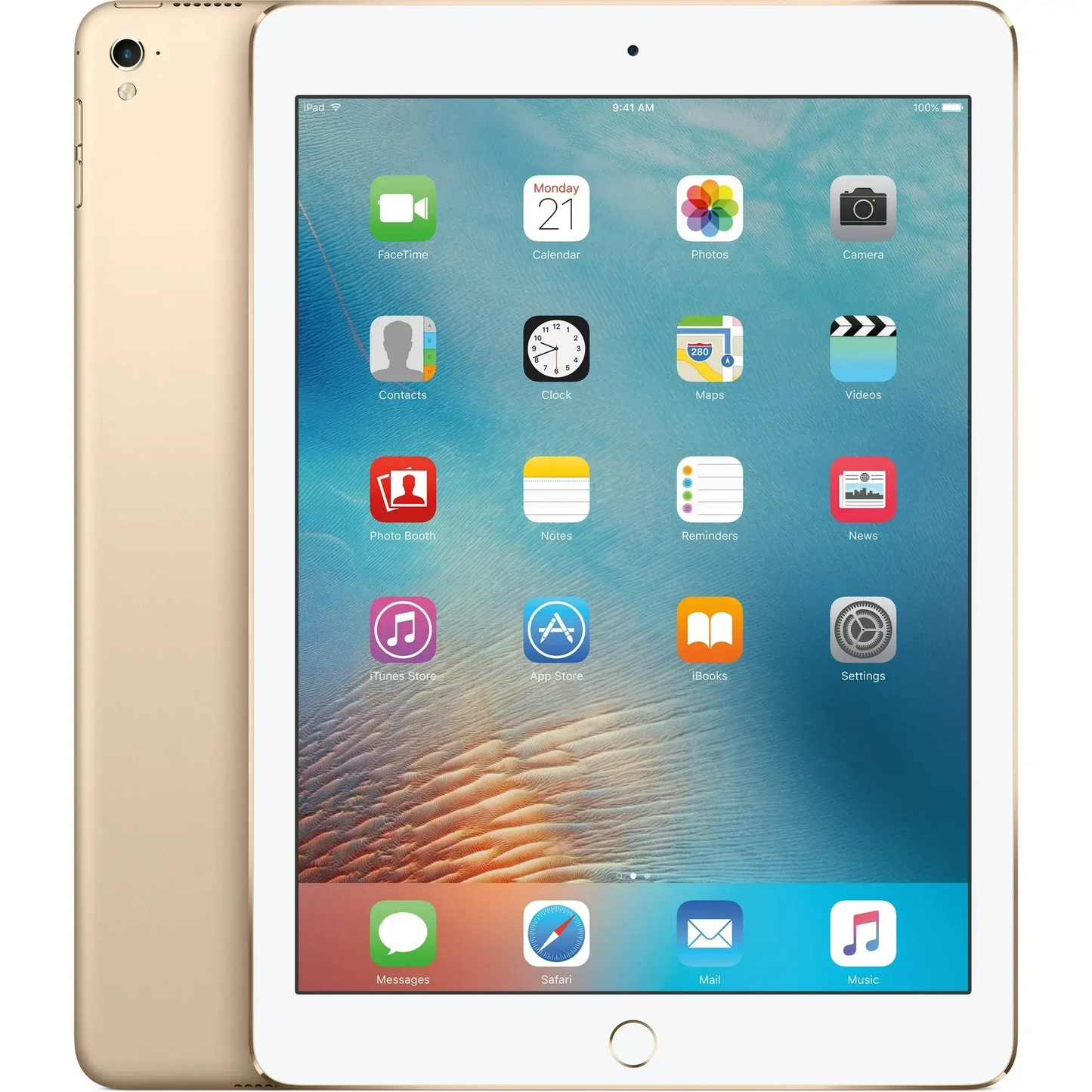 Refurbished Apple iPad Pro 9.7-inch Gold front view with Apple Pencil support