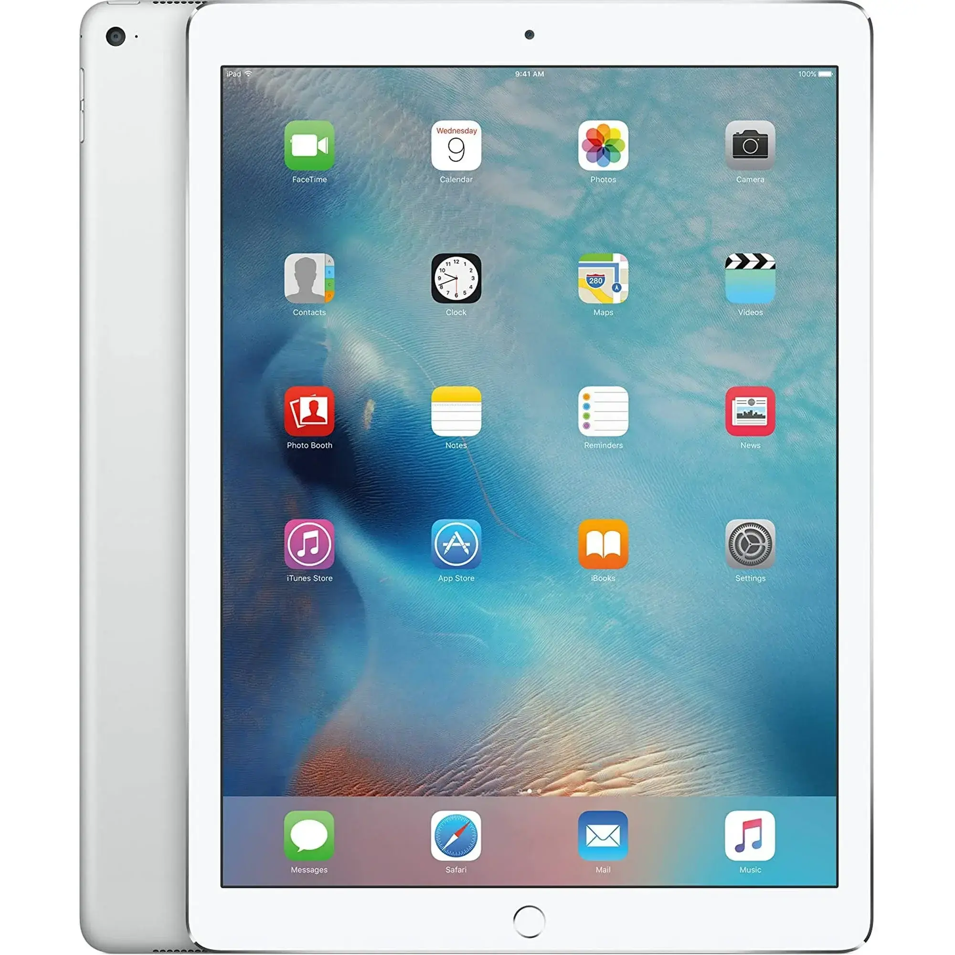 Refurbished Apple iPad Pro 9.7-inch Silver front view with Apple Pencil support