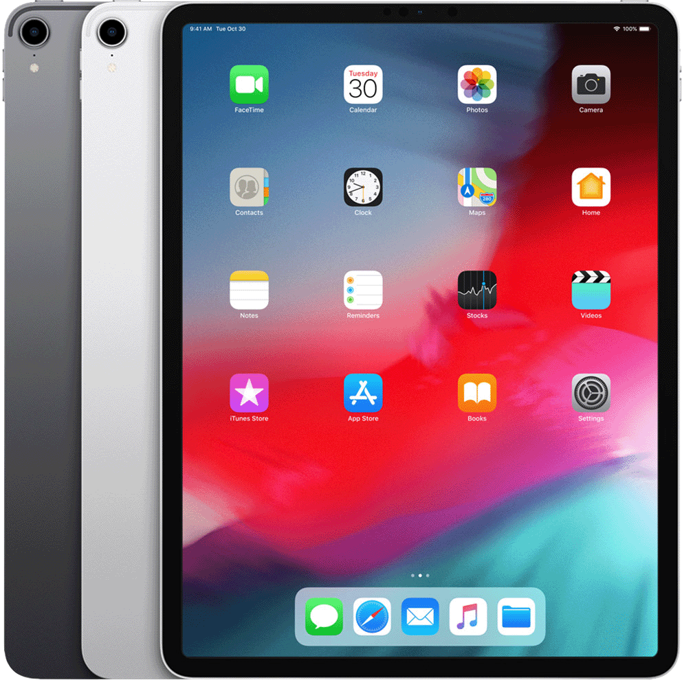 Refurbished Apple iPad Pro 12.9-inch 3rd Gen Space Gray and Silver Group Shot front view with edge-to-edge display - Strictli Certified