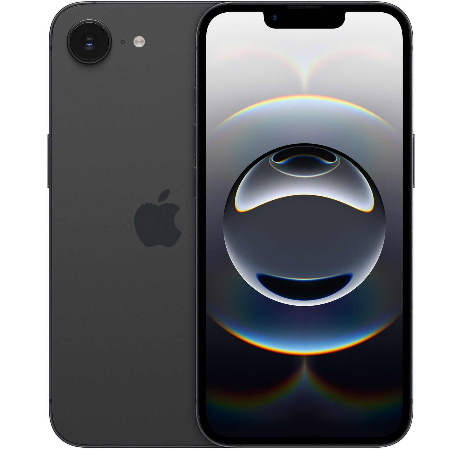 Refurbished iPhone 16e Full Screen OLED Display with FaceID and Rear Black color Split view
